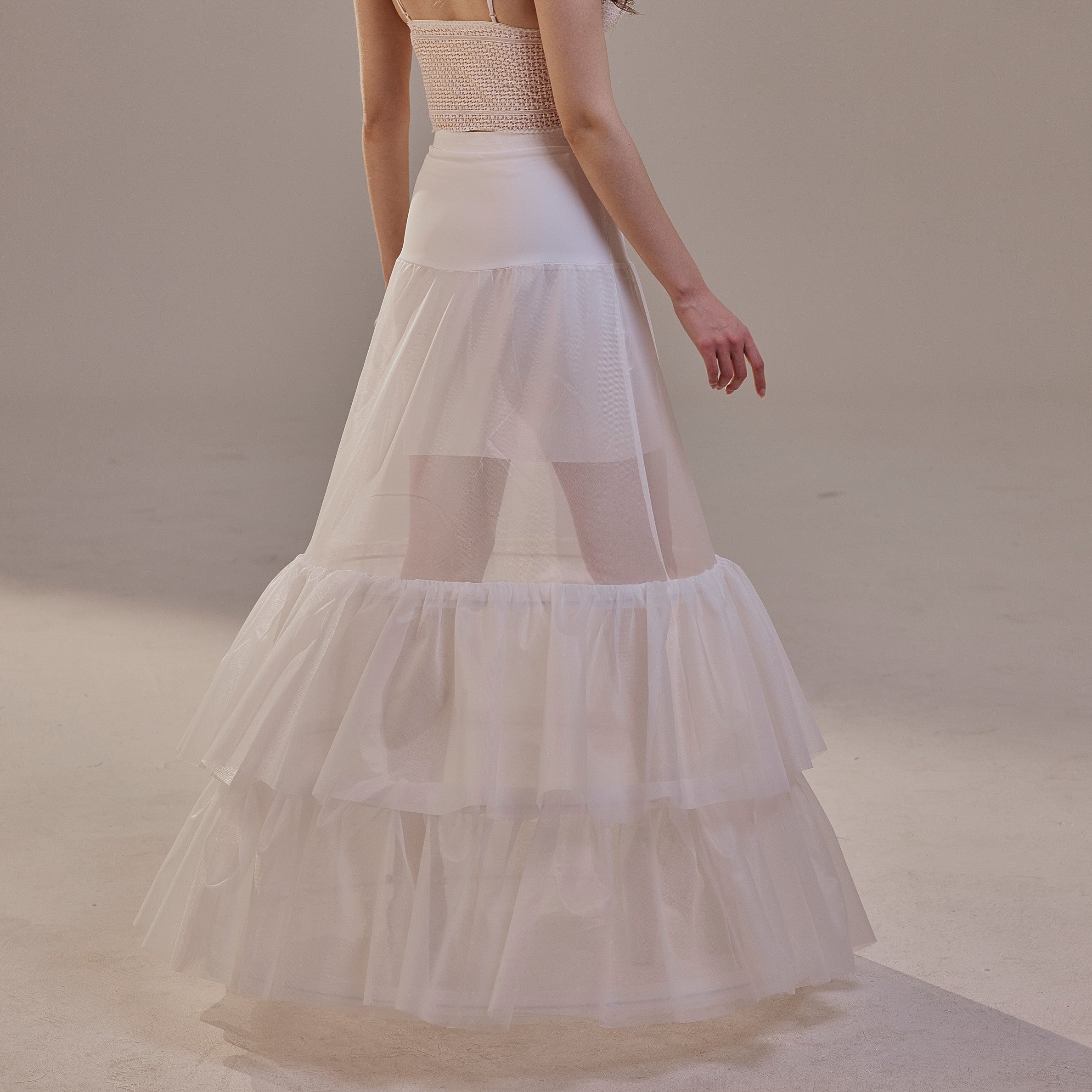 Trumpet Petticoat Skirt with Waist Corsage and 3 Hoops , Bridal Crinoline Slip by Bridal Port