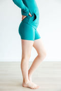 SALE Turbo Teal Active Shorty Shorts by Mila & Rose ®