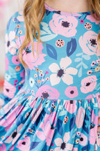 Twirling in Teal 3/4 Sleeve Pocket Twirl Dress by Mila & Rose ®