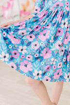 Twirling in Teal 3/4 Sleeve Pocket Twirl Dress by Mila & Rose ®