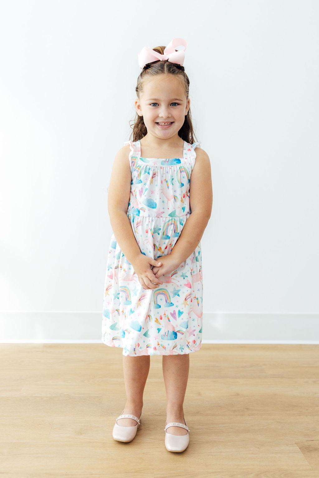 Unicorn Kisses Ruffle Cross Back Dress by Mila & Rose ®