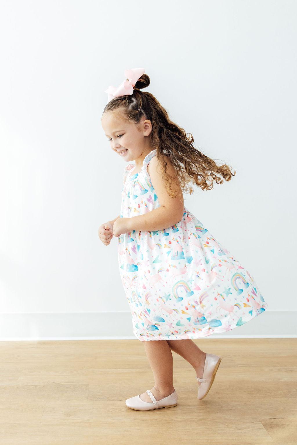 Unicorn Kisses Ruffle Cross Back Dress by Mila & Rose ®