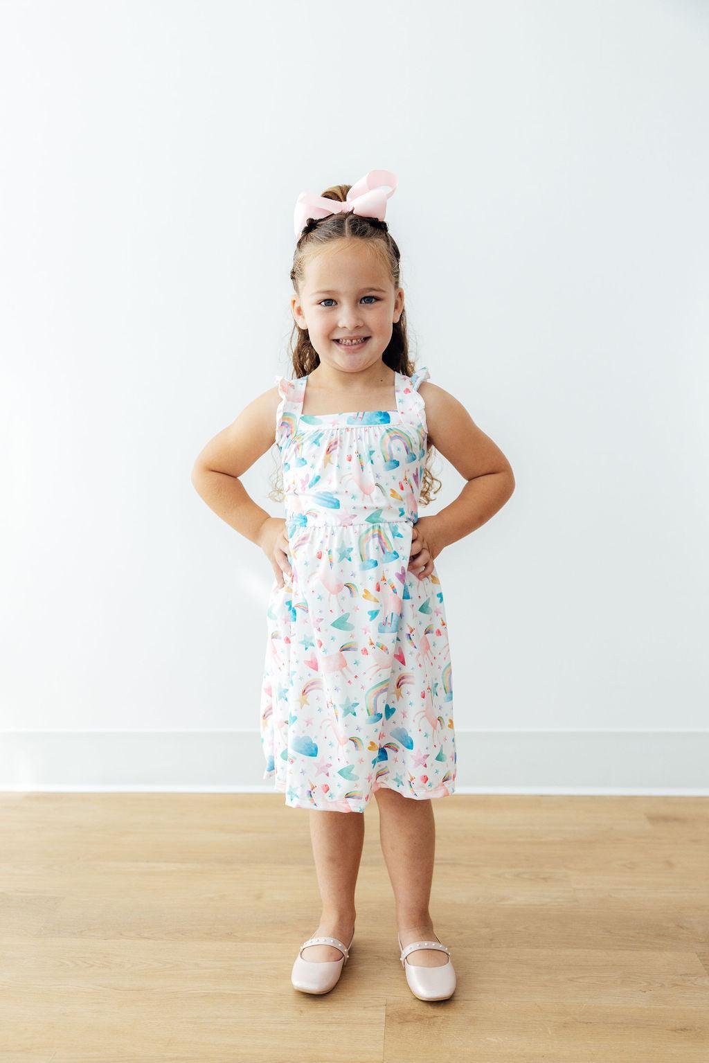 Unicorn Kisses Ruffle Cross Back Dress by Mila & Rose ®