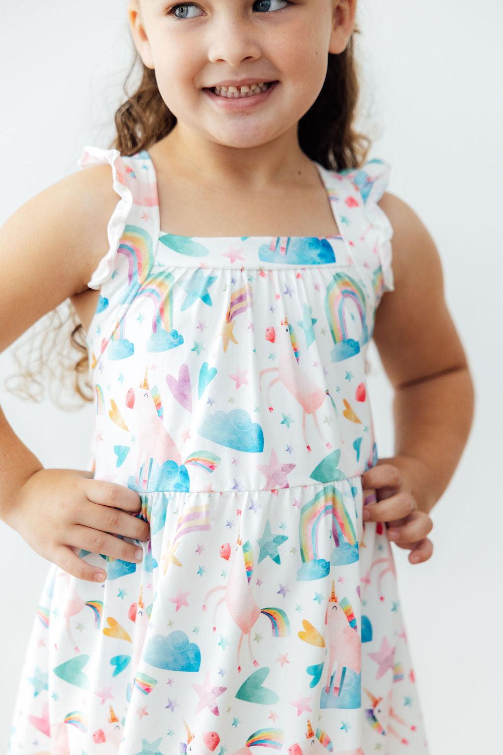 Unicorn Kisses Ruffle Cross Back Dress by Mila & Rose ®