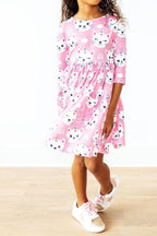 Unicorn Kitties 3/4 Sleeve Pocket Twirl Dress by Mila & Rose ®