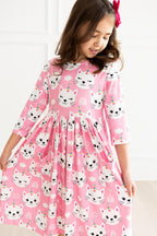 Unicorn Kitties 3/4 Sleeve Pocket Twirl Dress by Mila & Rose ®
