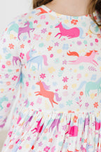 Unicorn Wish 3/4 Sleeve Pocket Twirl Dress by Mila & Rose ®
