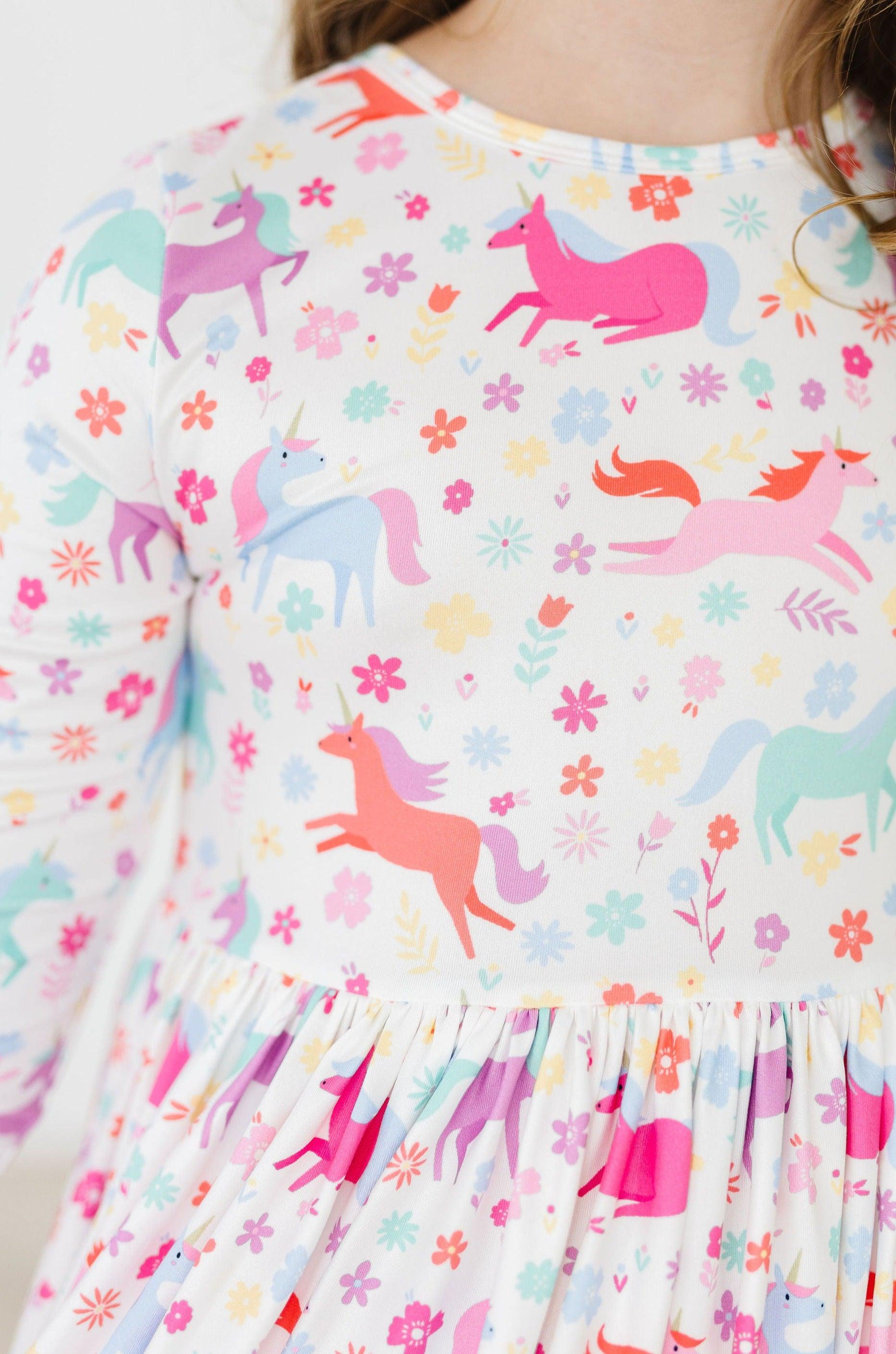 Unicorn Wish 3/4 Sleeve Pocket Twirl Dress by Mila & Rose ®