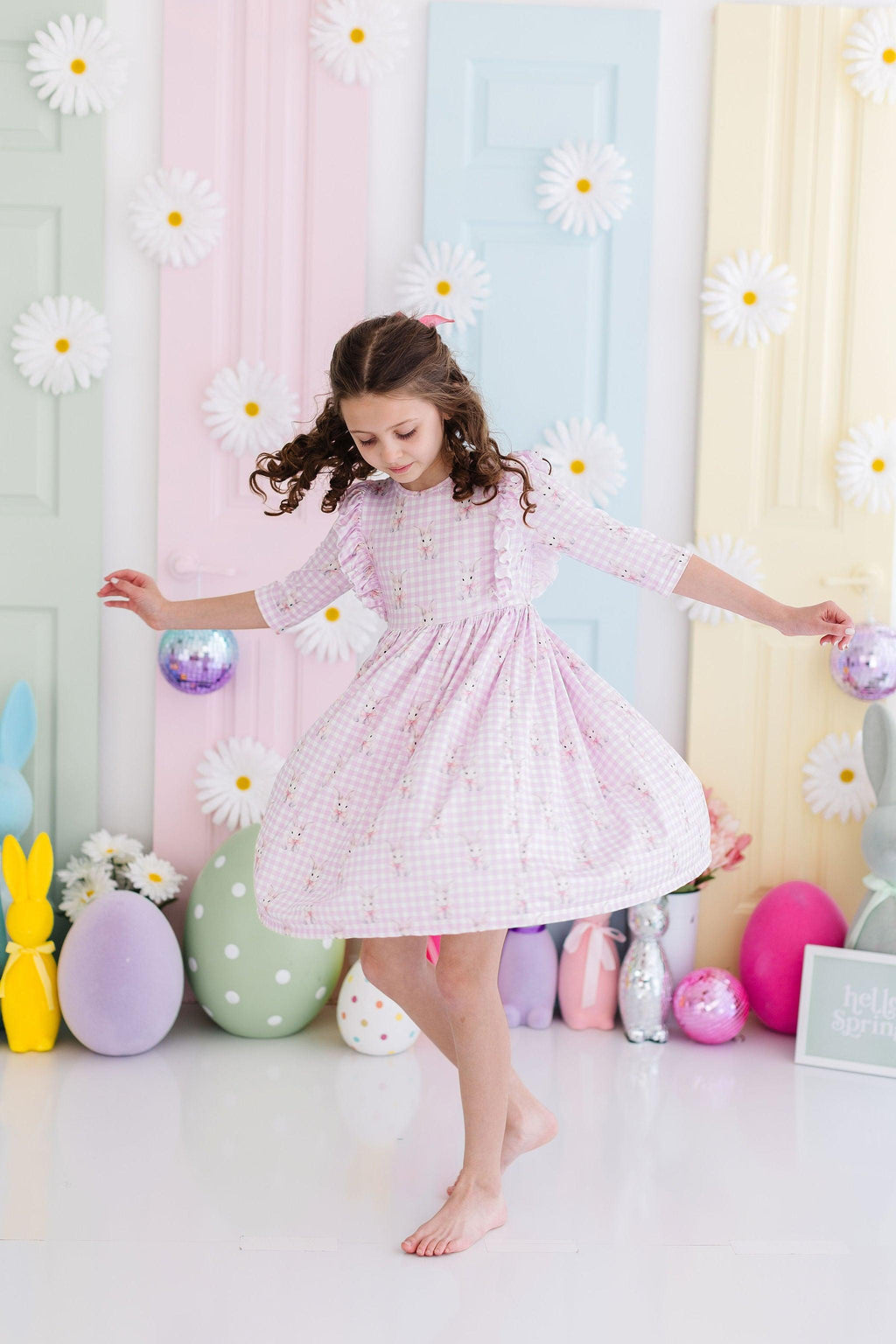 Baby Bunnies 3/4 Sleeve Ruffle Twirl Dress by Mila & Rose ®