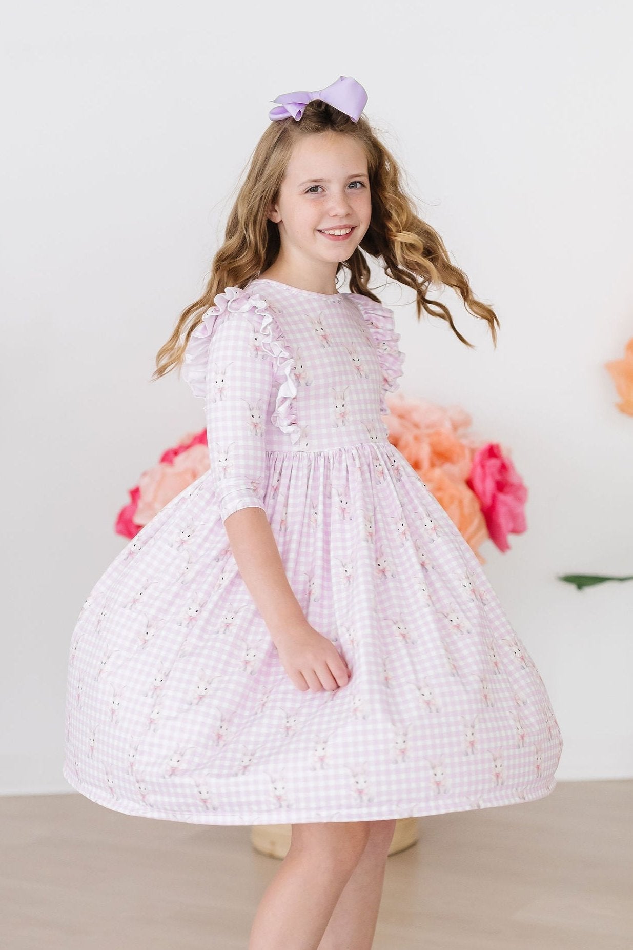 Baby Bunnies 3/4 Sleeve Ruffle Twirl Dress by Mila & Rose ®