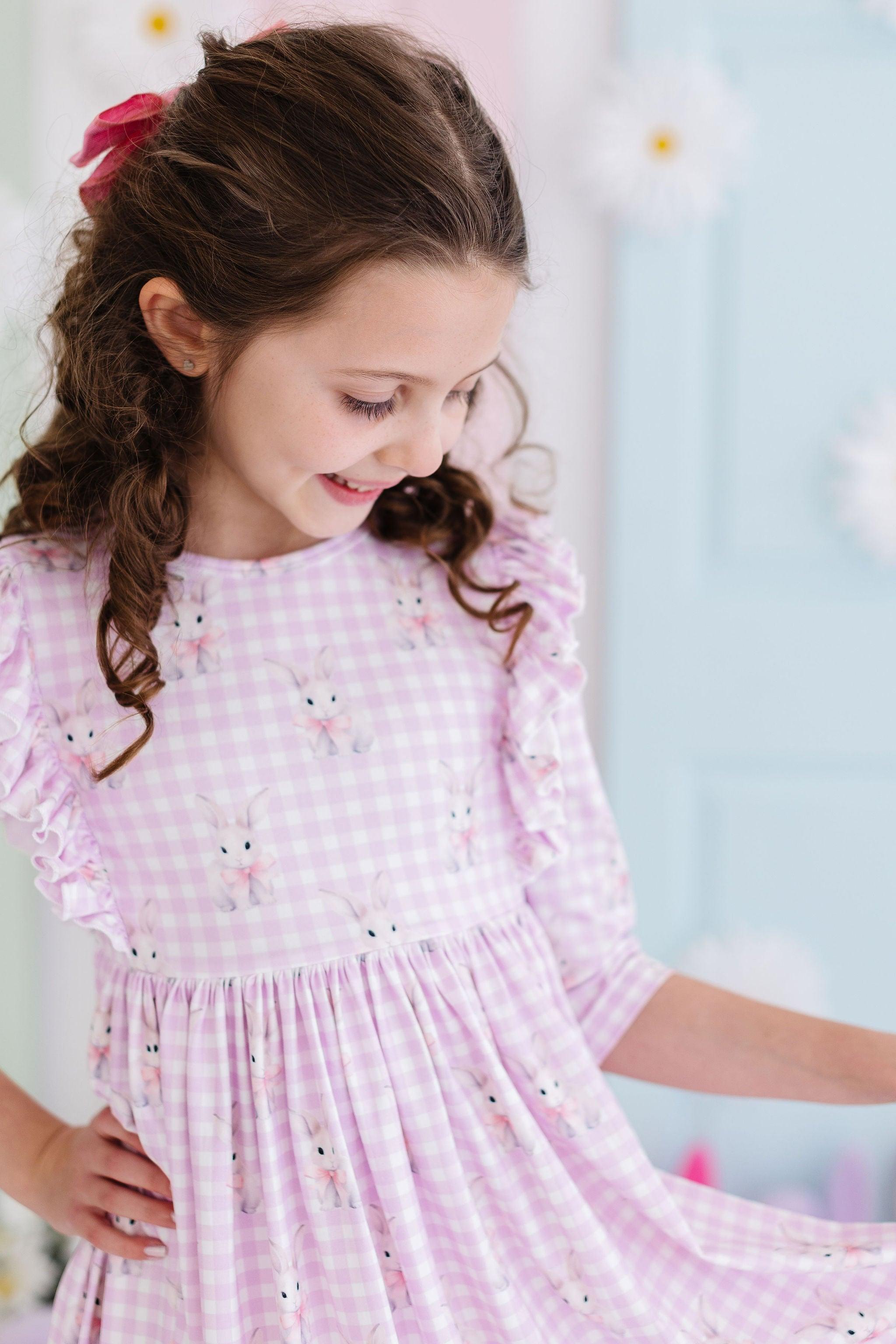 Baby Bunnies 3/4 Sleeve Ruffle Twirl Dress by Mila & Rose ®