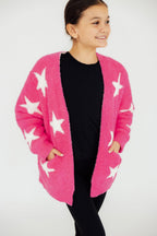 Bright Pink/Coconut Star Cozy Cardigan by Mila & Rose ®