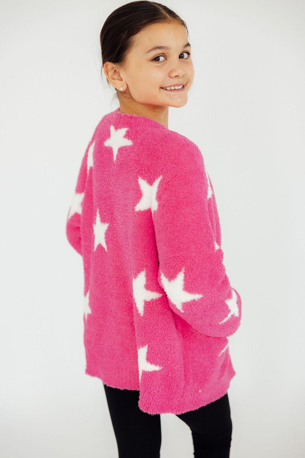 Bright Pink/Coconut Star Cozy Cardigan by Mila & Rose ®