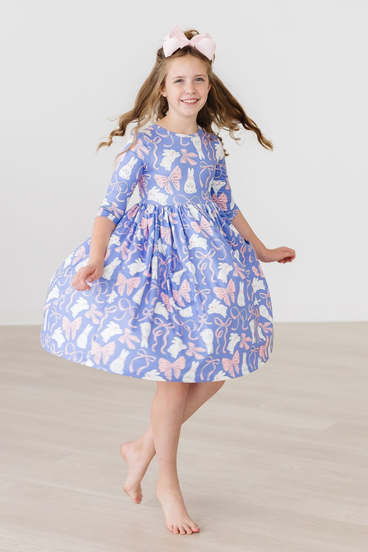 Hop, Skip & Twirl 3/4 Sleeve Pocket Twirl Dress by Mila & Rose ®