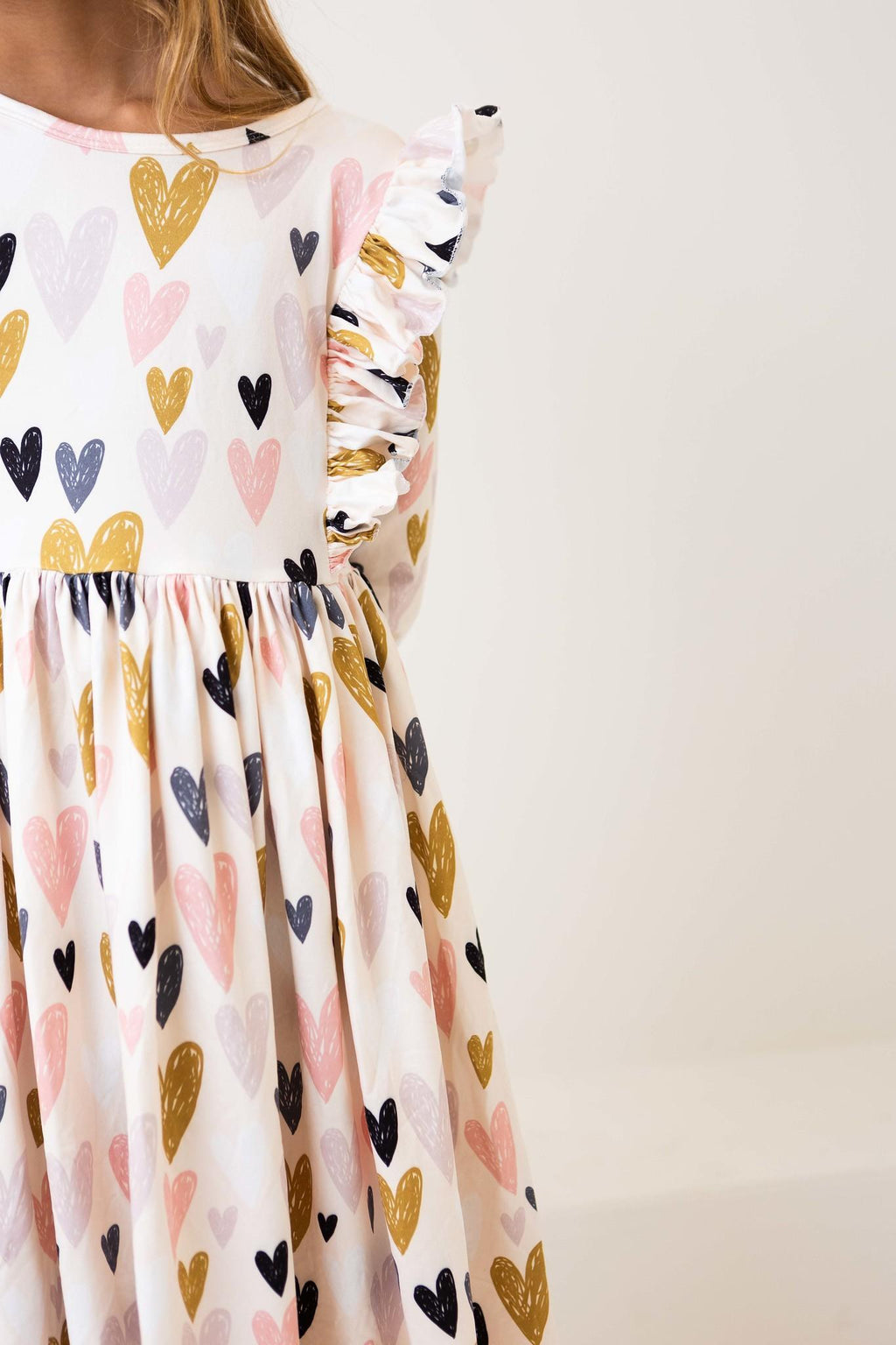 I Heart You 3/4 Sleeve Ruffle Twirl Dress by Mila & Rose ®