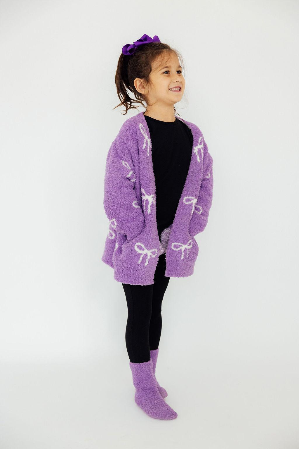 Lilac/Coconut Bow Cozy Cardigan by Mila & Rose ®