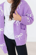 Lilac/Coconut Bow Cozy Cardigan by Mila & Rose ®