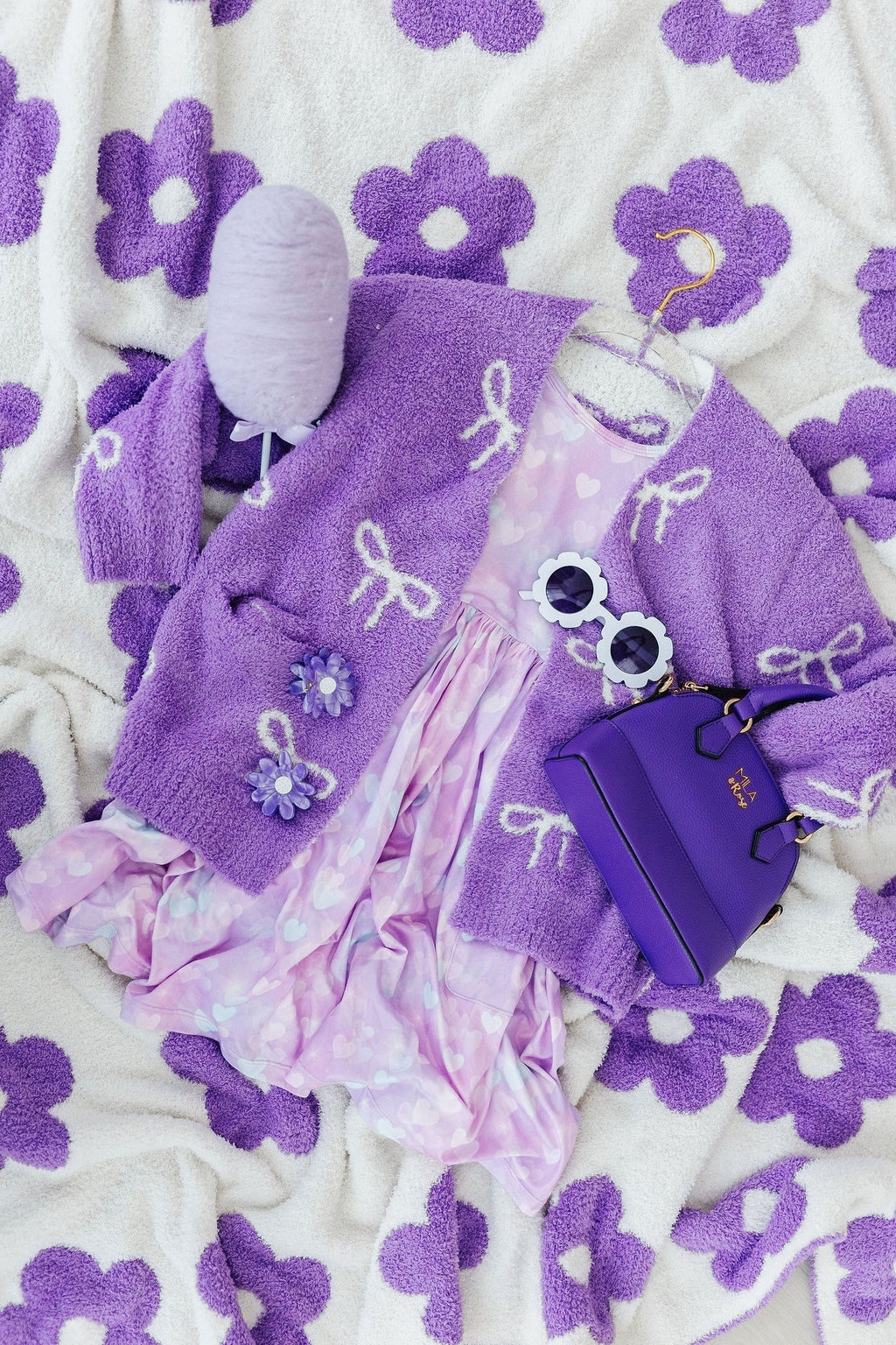 Lilac/Coconut Bow Cozy Cardigan by Mila & Rose ®