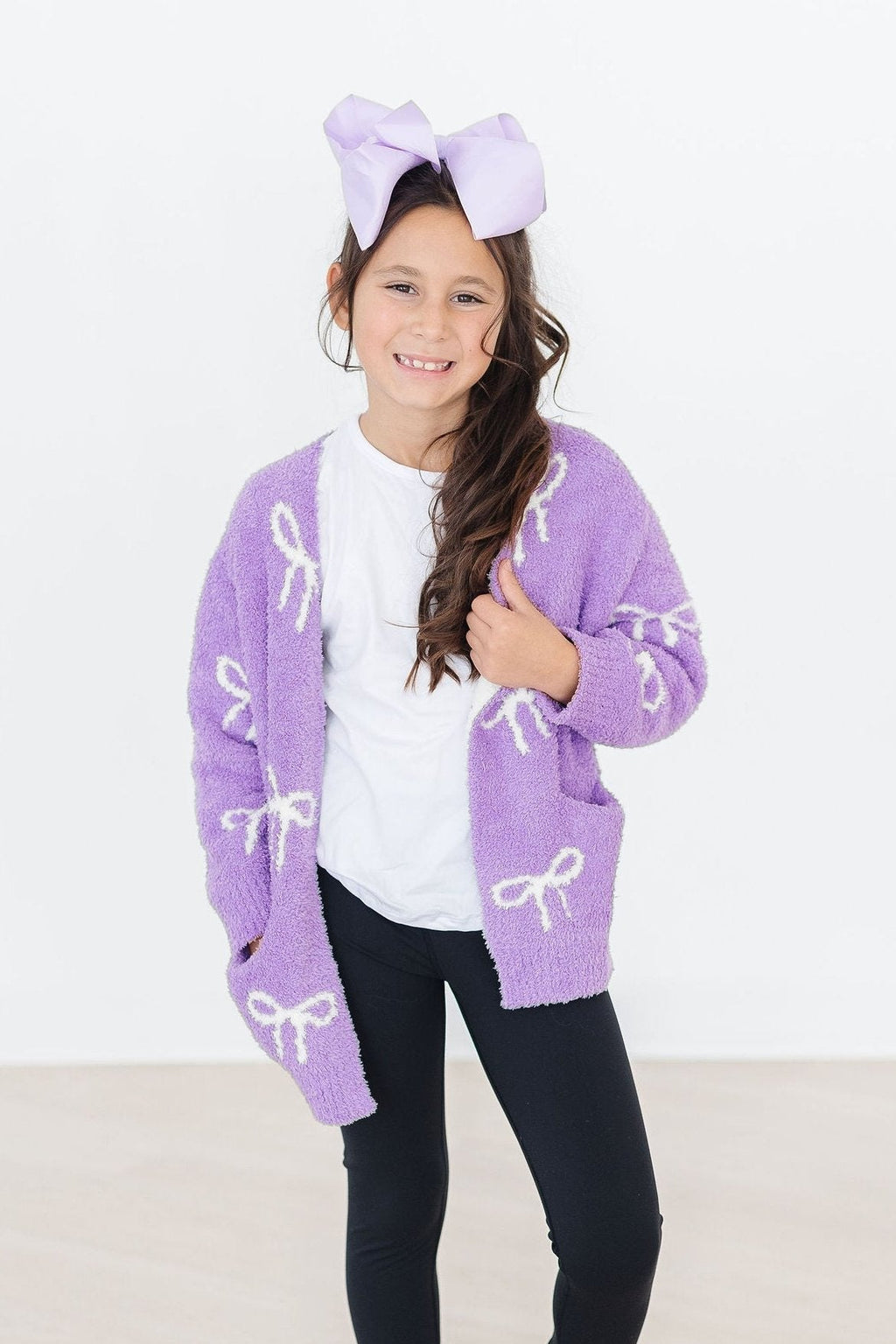 Lilac/Coconut Bow Cozy Cardigan by Mila & Rose ®