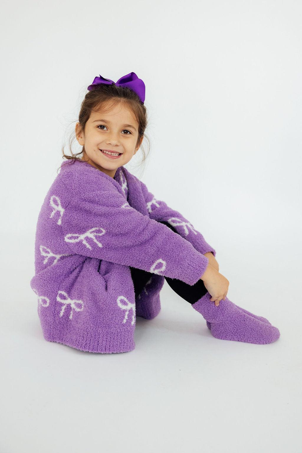 Lilac/Coconut Bow Cozy Cardigan by Mila & Rose ®
