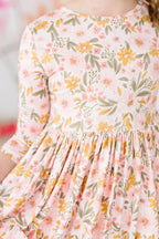 Pretty Peachy 3/4 Sleeve Pocket Twirl Dress by Mila & Rose ®