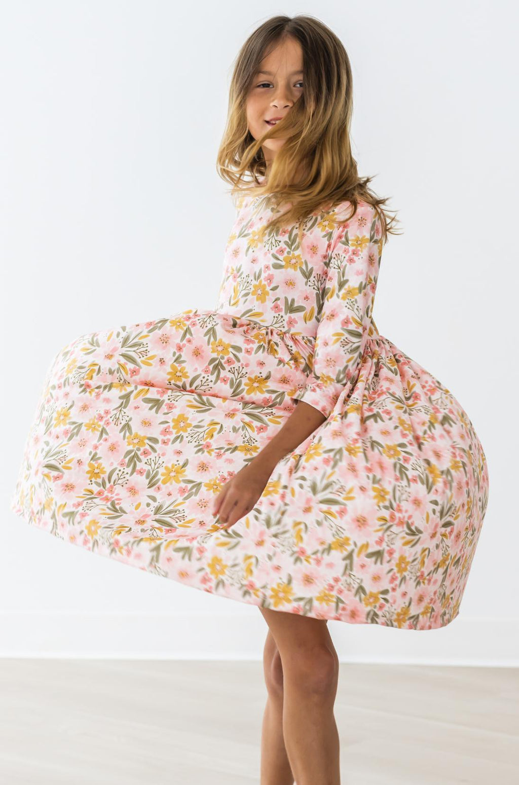 Pretty Peachy 3/4 Sleeve Pocket Twirl Dress by Mila & Rose ®