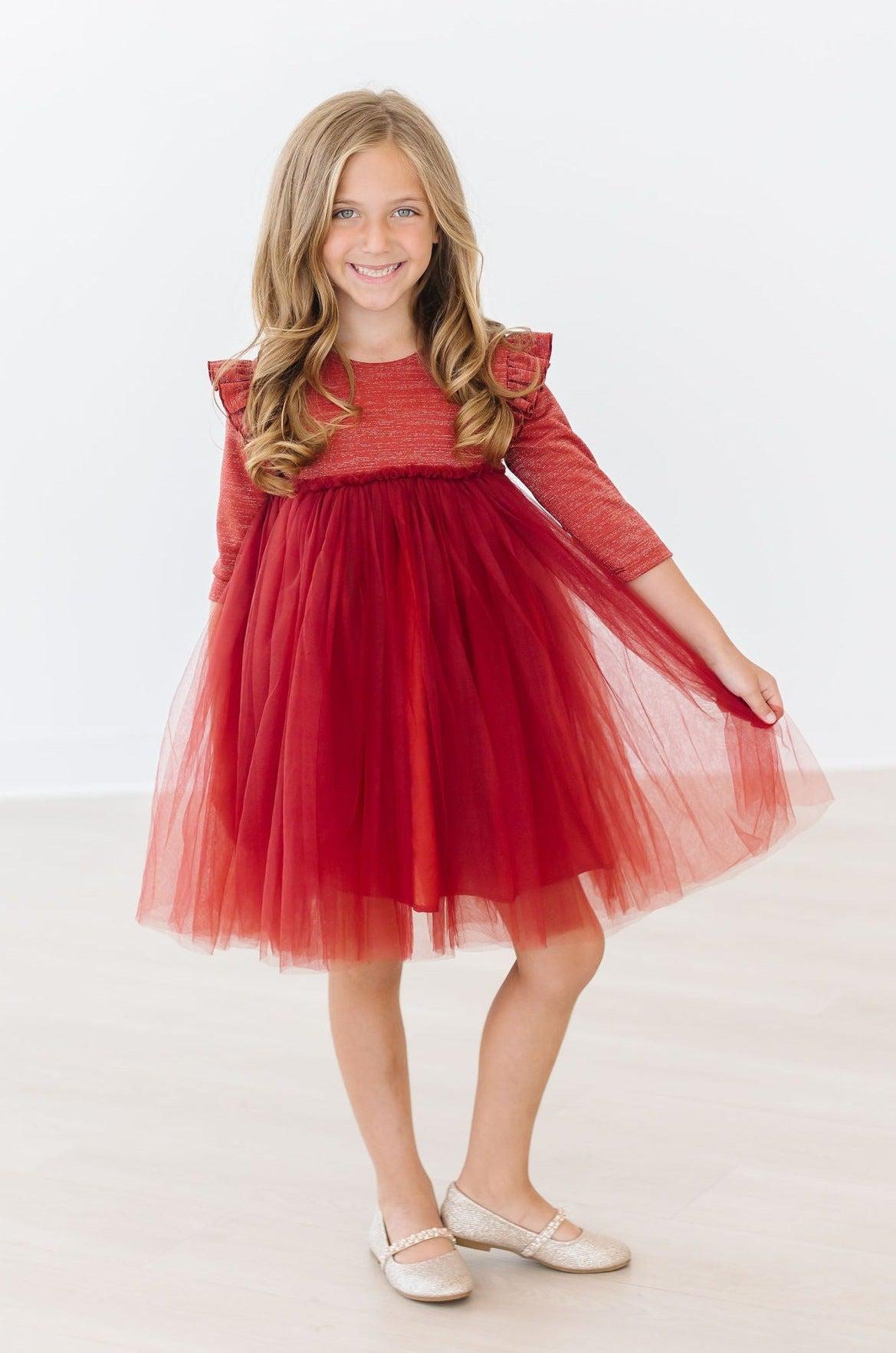 Pumpkin Spice Shimmer 3/4 Sleeve Tutu Dress by Mila & Rose ®