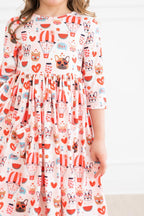Puppy Love 3/4 Sleeve Pocket Twirl Dress by Mila & Rose ®