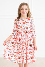 Puppy Love 3/4 Sleeve Pocket Twirl Dress by Mila & Rose ®