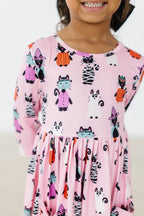 Purr-fectly Spooky 3/4 Sleeve Pocket Twirl Dress by Mila & Rose ®