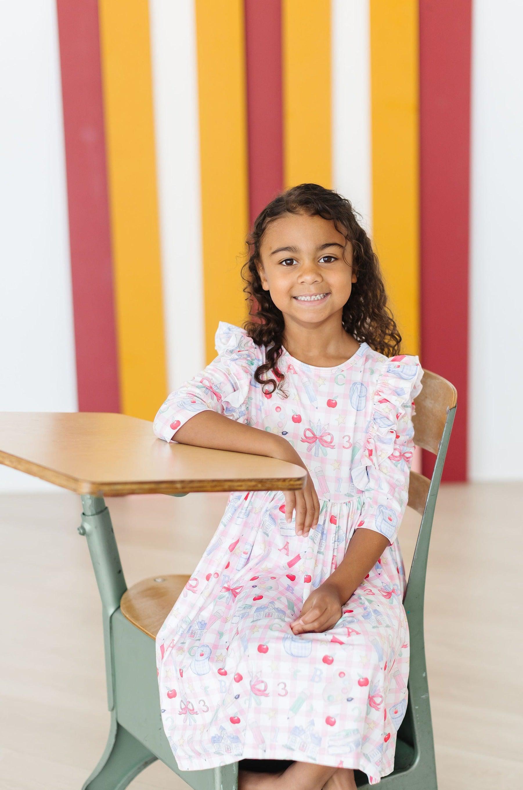 School Days 3/4 Ruffle Twirl Dress by Mila & Rose ®
