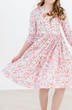 Springtime Bunnies 3/4 Sleeve Pocket Twirl Dress by Mila & Rose ®