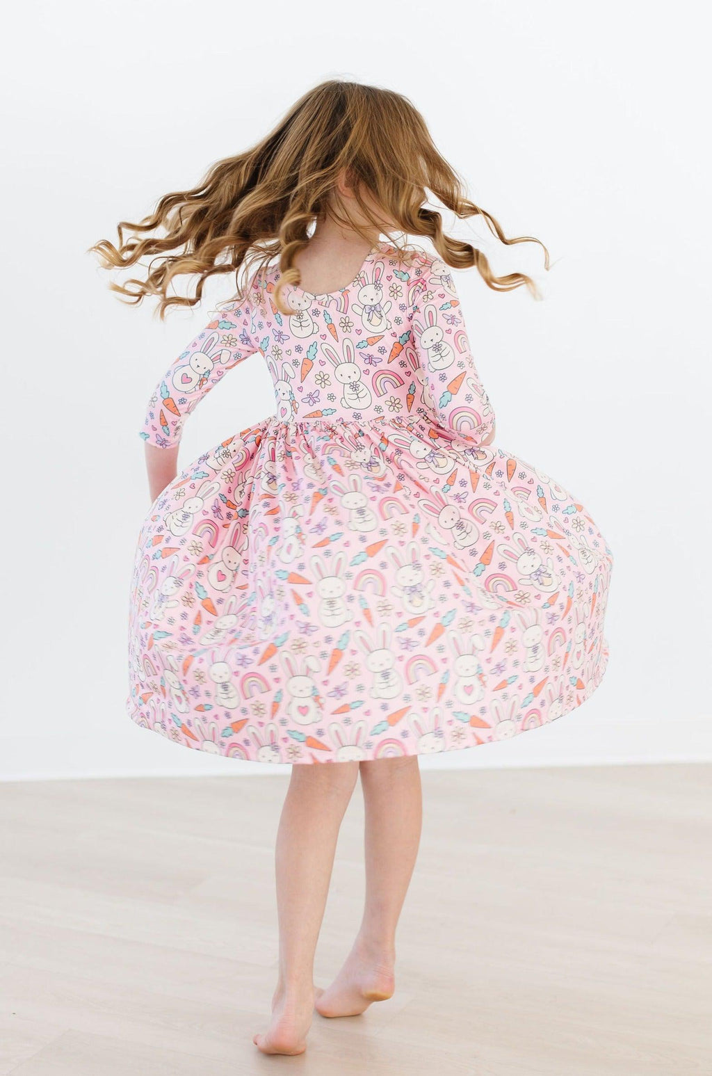 Springtime Bunnies 3/4 Sleeve Pocket Twirl Dress by Mila & Rose ®