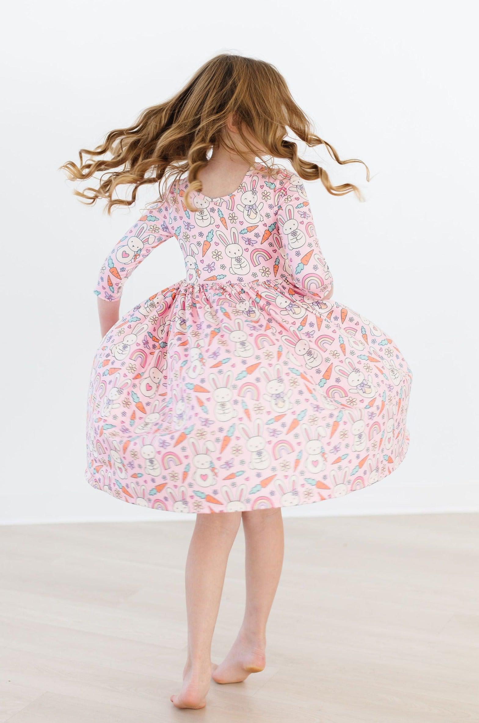 Springtime Bunnies 3/4 Sleeve Pocket Twirl Dress by Mila & Rose ®