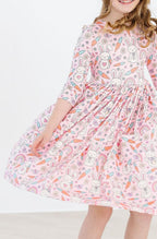 Springtime Bunnies 3/4 Sleeve Pocket Twirl Dress by Mila & Rose ®