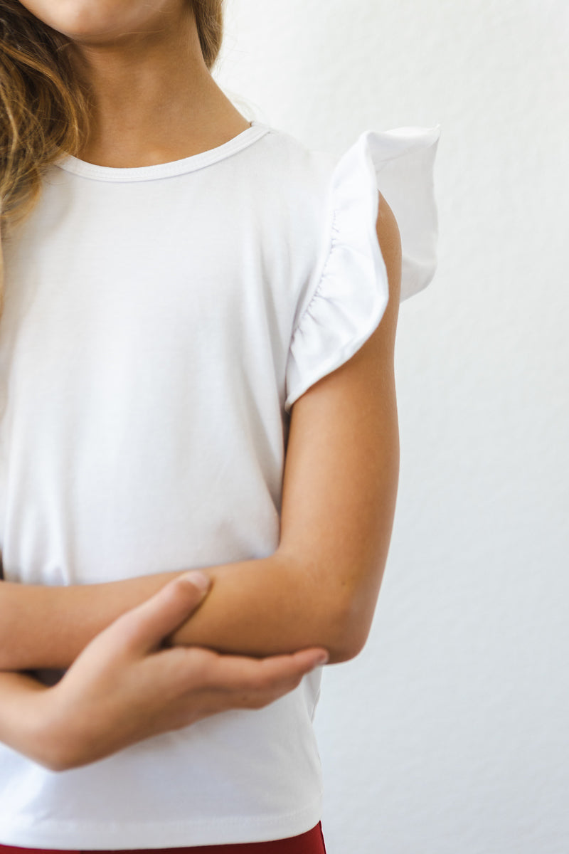 White S/S Ruffle Tee by Mila & Rose ®