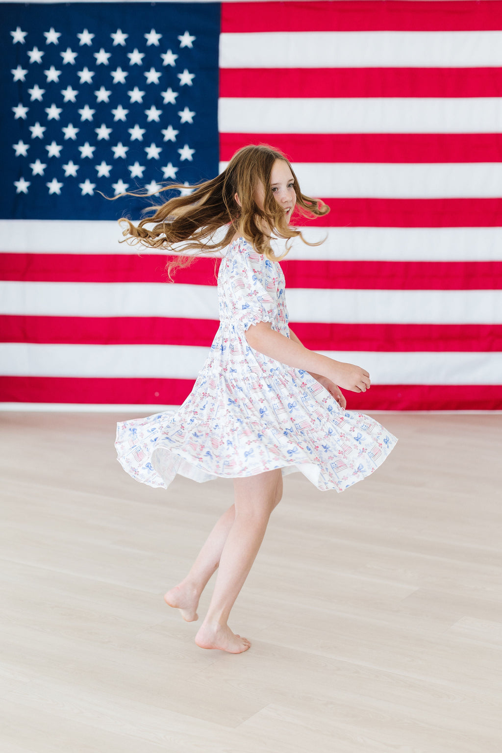 Vintage Flags Smocked Ruffle Dress by Mila & Rose ®