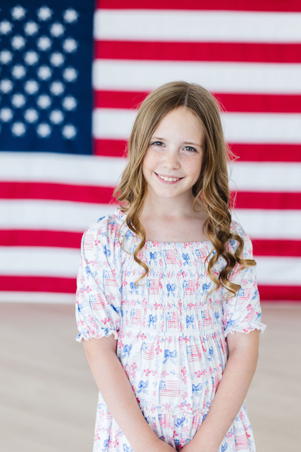 Vintage Flags Smocked Ruffle Dress by Mila & Rose ®