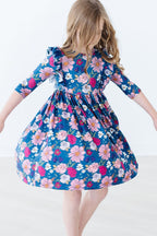 Vintage Garden 3/4 Sleeve Ruffle Twirl Dress by Mila & Rose ®