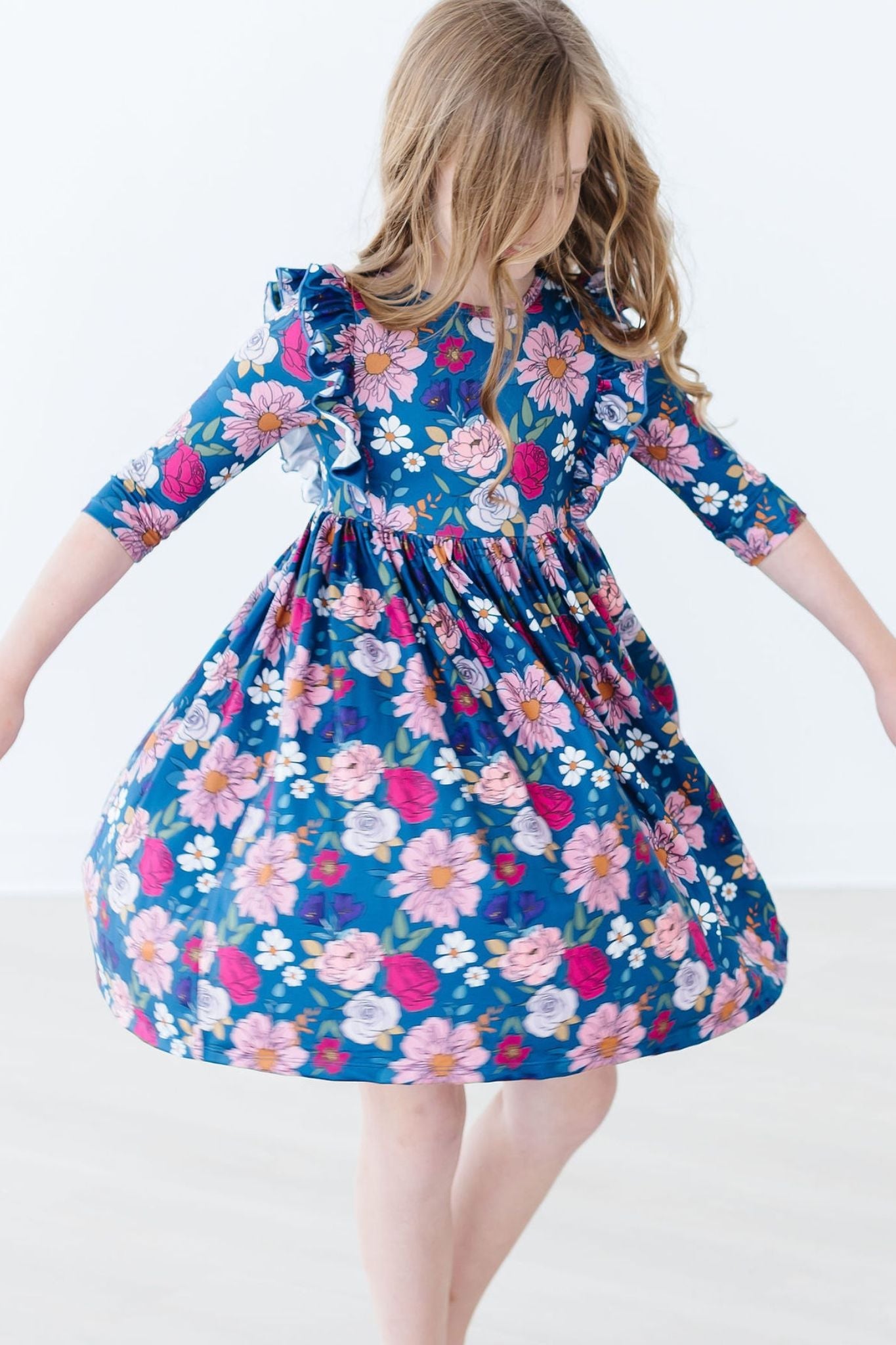 Vintage Garden 3/4 Sleeve Ruffle Twirl Dress by Mila & Rose ®