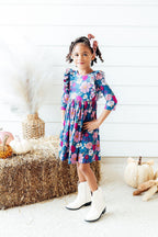 Vintage Garden 3/4 Sleeve Ruffle Twirl Dress by Mila & Rose ®