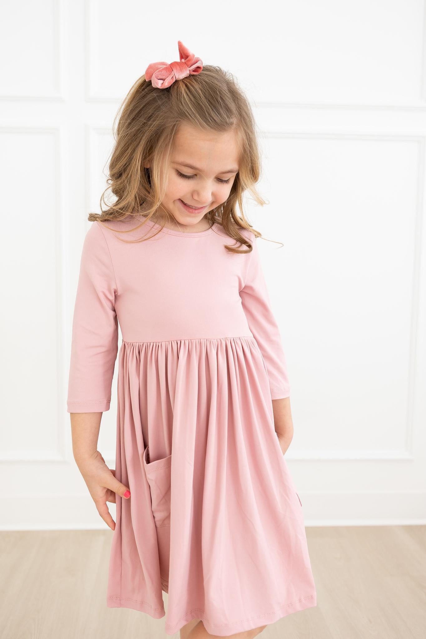 Vintage Pink 3/4 Sleeve Pocket Twirl Dress by Mila & Rose ®