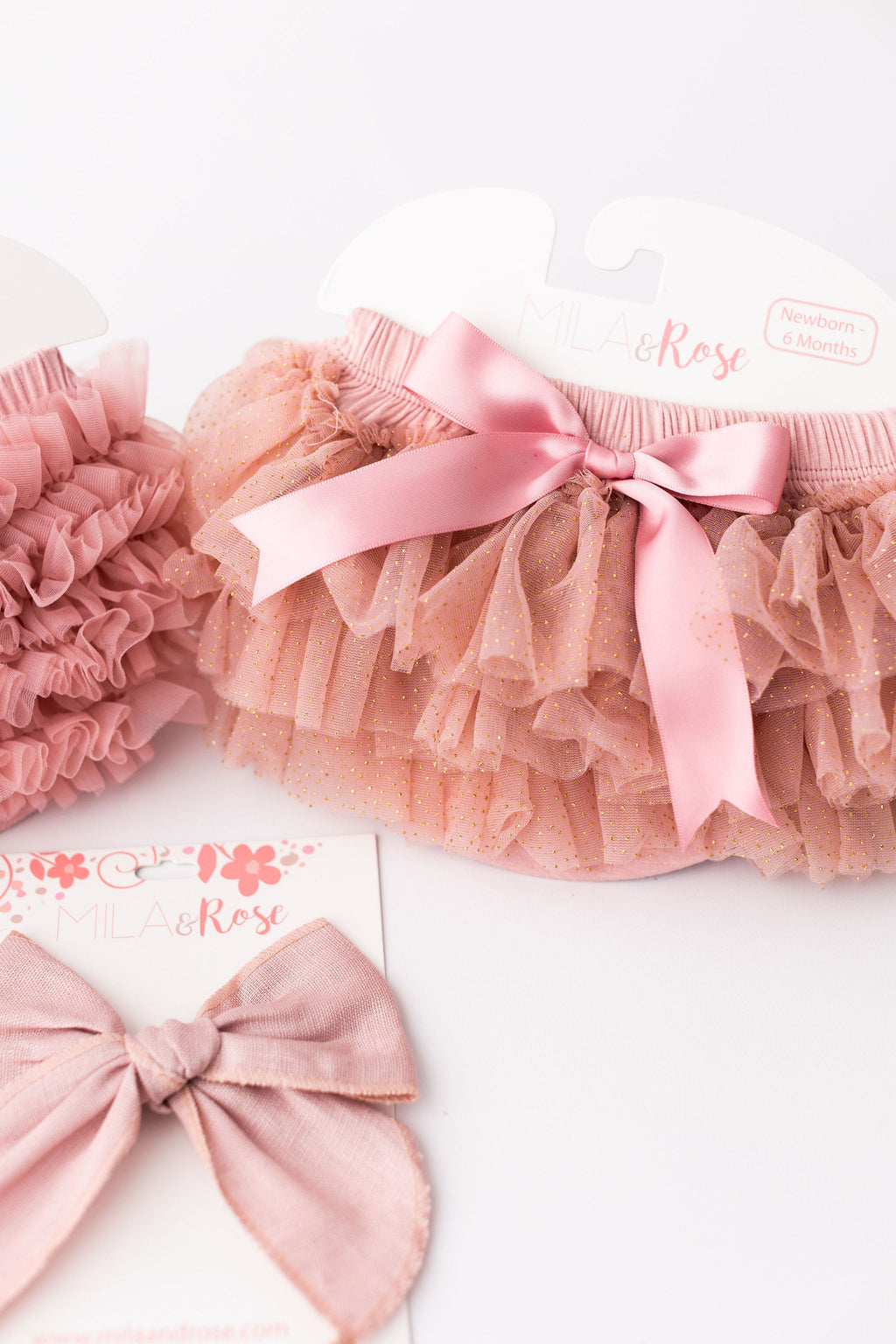 Vintage Pink & Gold Glitter Ruffle Tutu Bloomer by Mila & Rose ®
