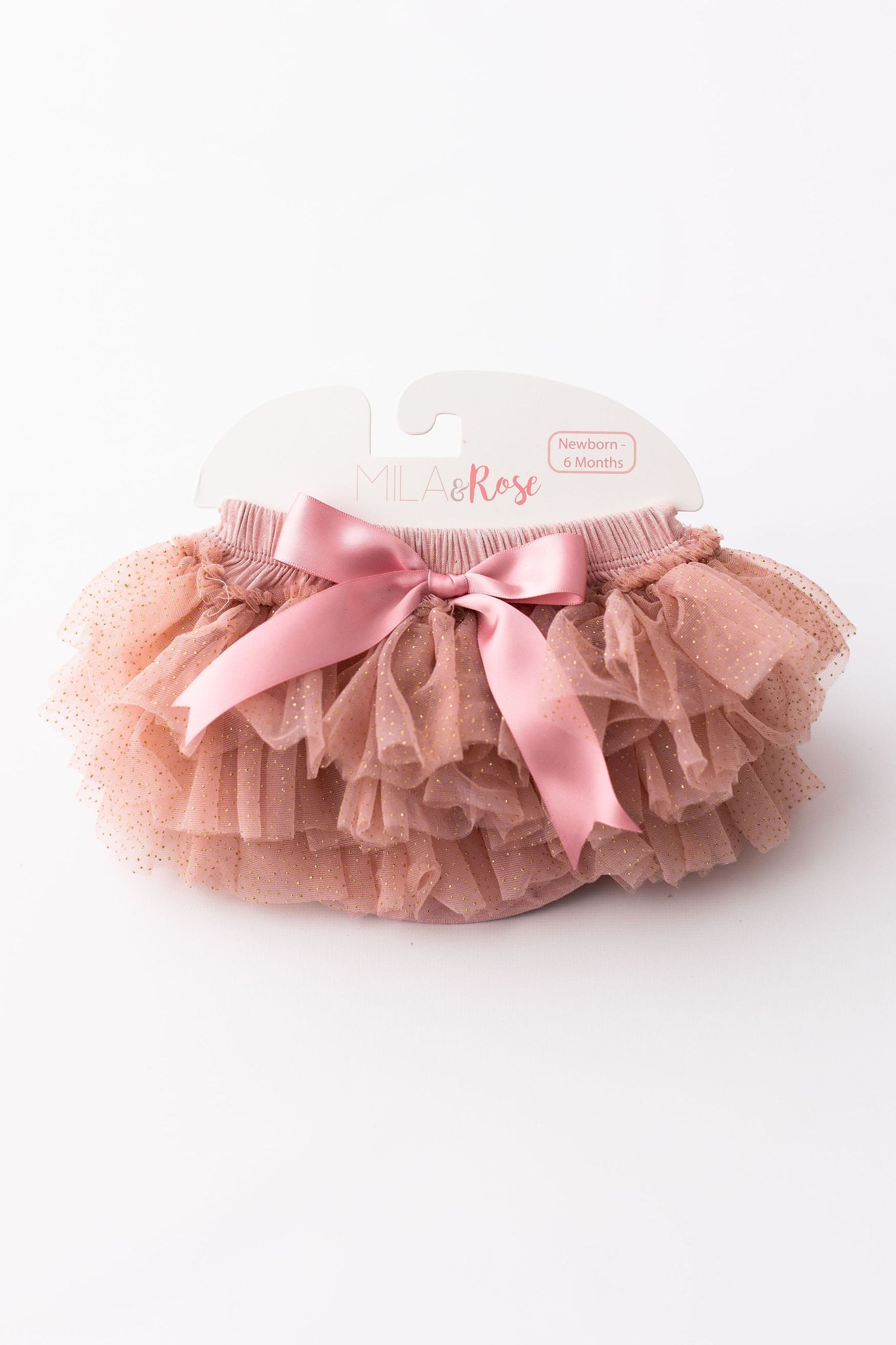 Vintage Pink & Gold Glitter Ruffle Tutu Bloomer by Mila & Rose ®