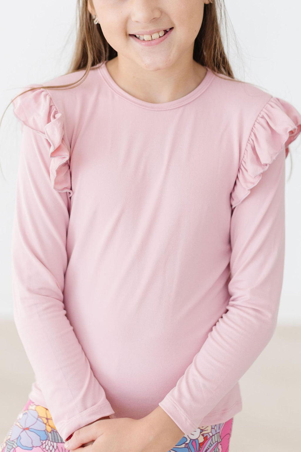 Vintage Pink L/S Ruffle Tee by Mila & Rose ®