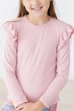 Vintage Pink L/S Ruffle Tee by Mila & Rose ®