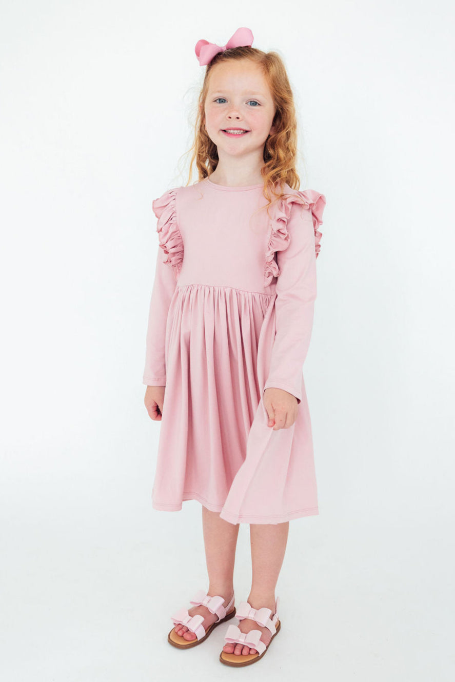 Vintage Pink L/S Ruffle Twirl Dress by Mila & Rose ®