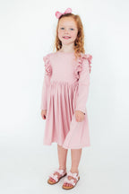 Vintage Pink L/S Ruffle Twirl Dress by Mila & Rose ®