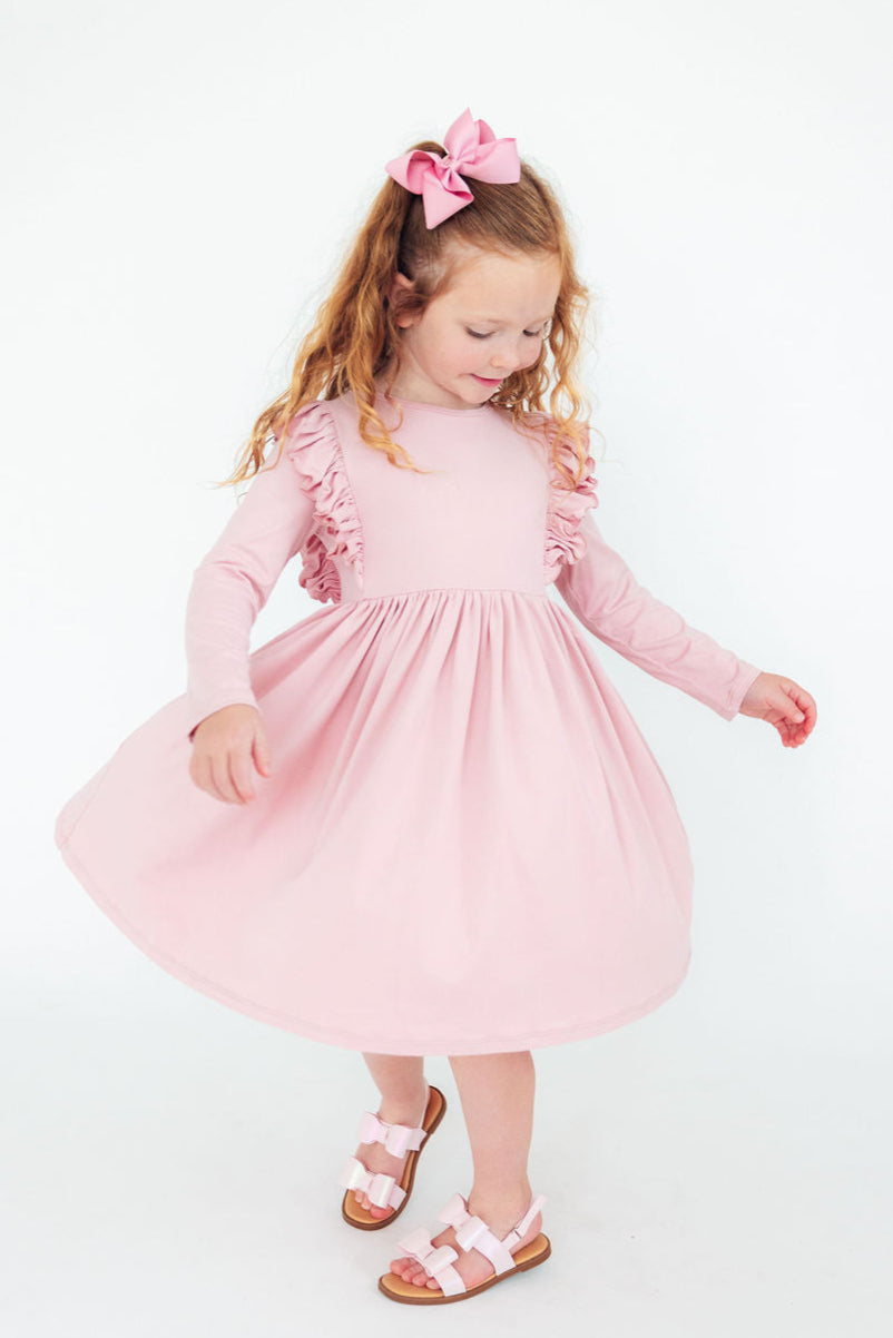 Vintage Pink L/S Ruffle Twirl Dress by Mila & Rose ®