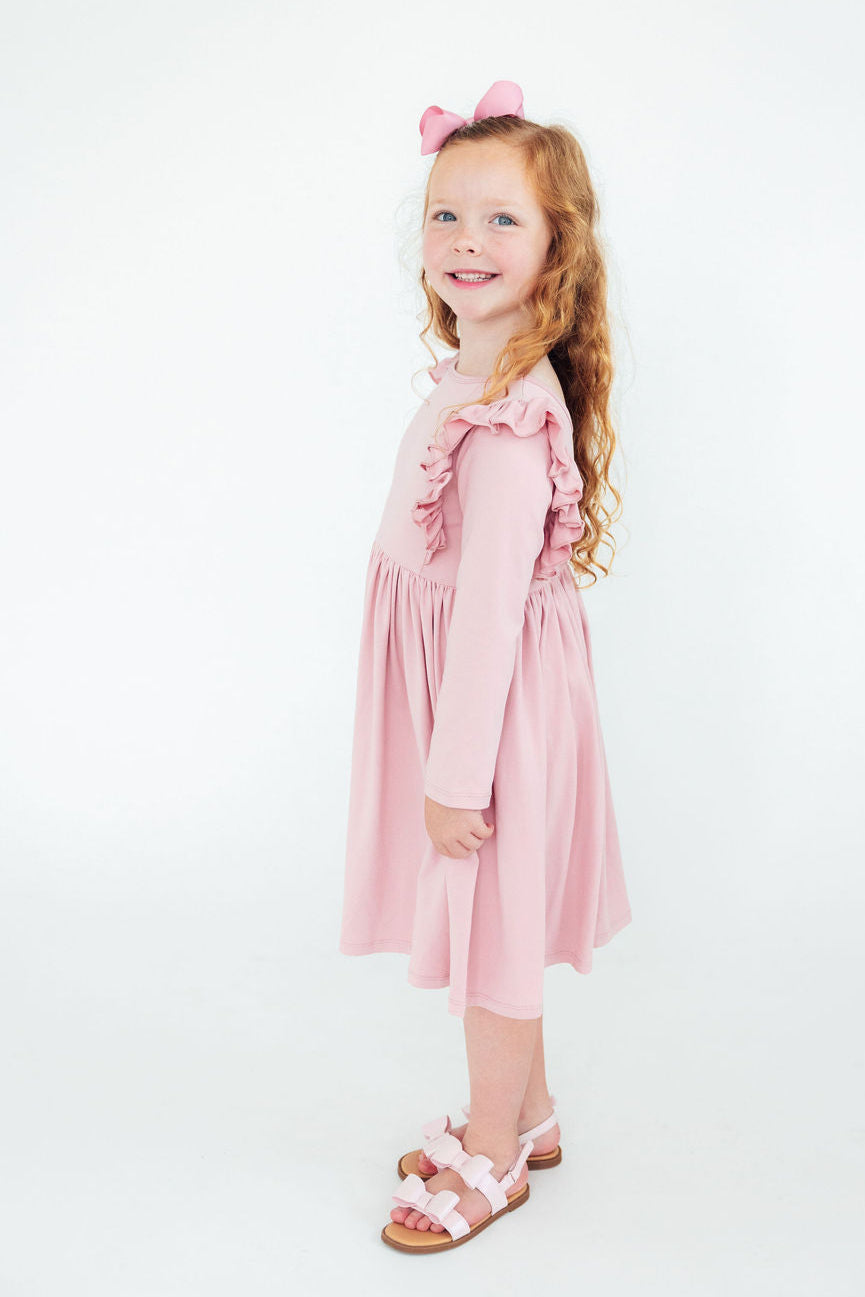 Vintage Pink L/S Ruffle Twirl Dress by Mila & Rose ®